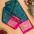 Peacock green and pink semi silk saree with blouse