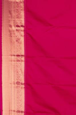 Peacock green and pink semi silk saree with blouse 3