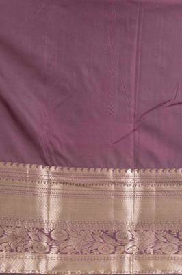 Orange and brown brocade silk saree with blouse 3