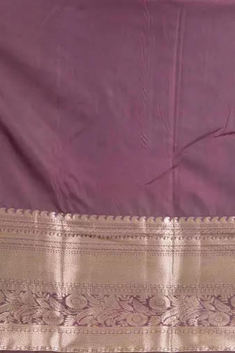 Orange and brown brocade silk saree with blouse