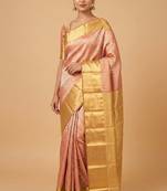 Red and gold tissue silk saree with blouse