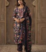 Floral Printed Round Neck Straight Kurta With Trousers & Dupatta