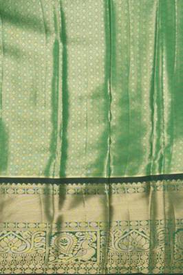 Yellow and green tissue silk saree with blouse 3