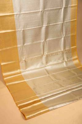 Silver tissue silk saree with blouse 3