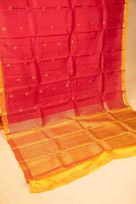 Red and kolam touch silk saree with blouse 2