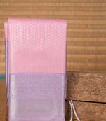 Pastel pink and lavender brocade semi silk saree with blouse