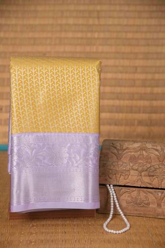 Golden designer brocade semi silk saree with blouse
