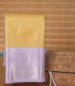 Golden designer brocade semi silk saree with blouse