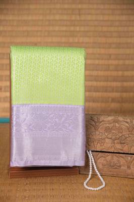 Mint green and lavender bridal silk saree with blouse 1