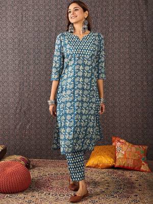 Women Ethnic Motifs Printed Cotton Kurta with Trousers & Dupatta 6
