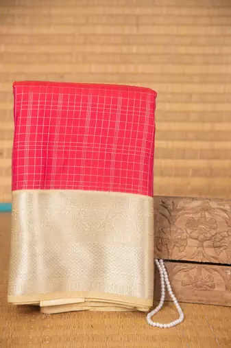 Pink and kattam semi silk saree with blouse