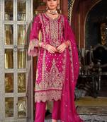 Ethnic Motifs Embroidered Zari V-Neck Straight Kurta & Palazzos With Dupatta