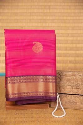 Pink vairaoosi semi silk saree with blouse 1