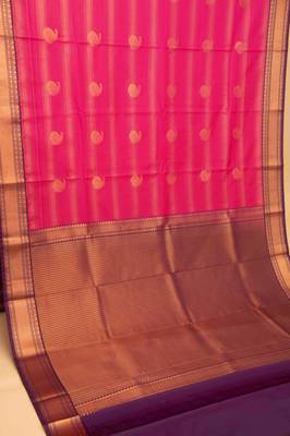 Pink vairaoosi semi silk saree with blouse 2