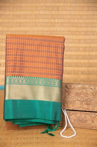 Brown kattam soft silk saree with blouse