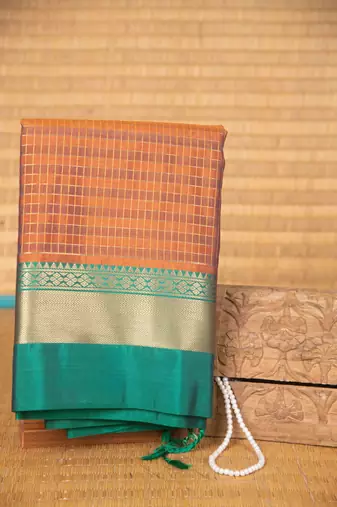 Brown kattam soft silk saree with blouse