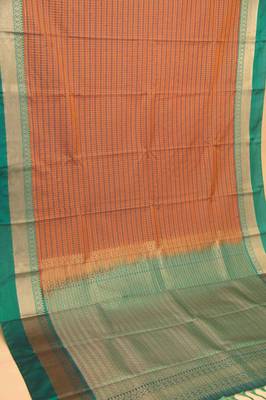 Brown kattam soft silk saree with blouse 2