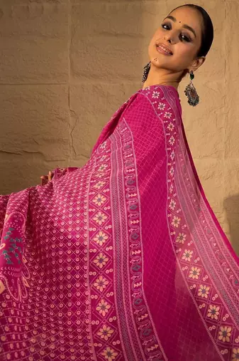 women ethnic motifs embroidered cotton kurta with trousers & dupatta