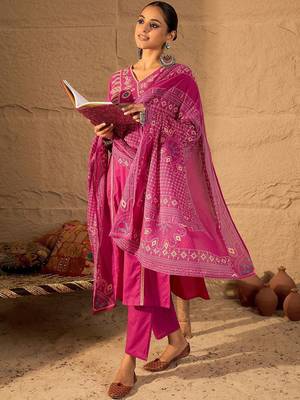 Women Ethnic Motifs Embroidered Cotton Kurta with Trousers & Dupatta 5