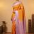 Marigold yellow and lavender soft silk saree with blouse