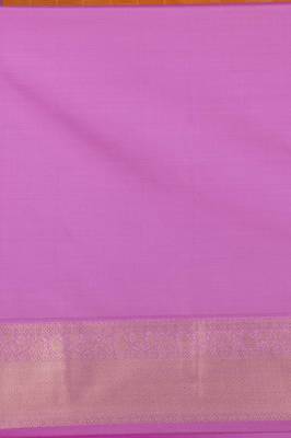 Marigold yellow and lavender soft silk saree with blouse 4