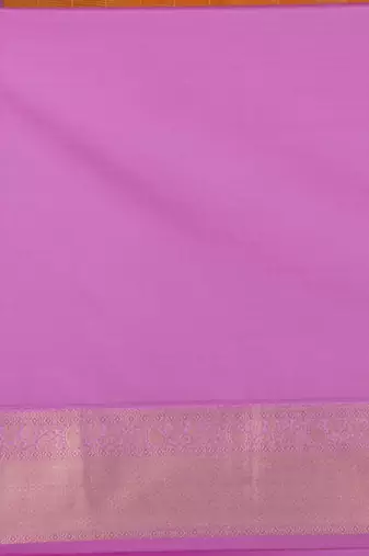 Marigold yellow and lavender soft silk saree with blouse