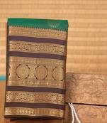 Dual tone green and brown traditional silk saree with blouse