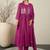 Women Floral Embroidered Cotton Anarkali Kurta with Trousers & Dupatta