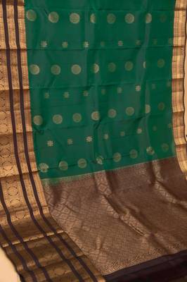 Dual tone green and brown traditional silk saree with blouse 2