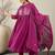 Women Floral Embroidered Cotton Anarkali Kurta with Trousers & Dupatta