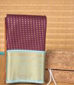 Purple and babyblue semi silk saree with blouse