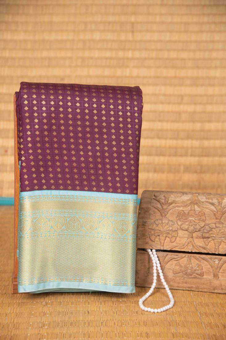 Purple and babyblue semi silk saree with blouse
