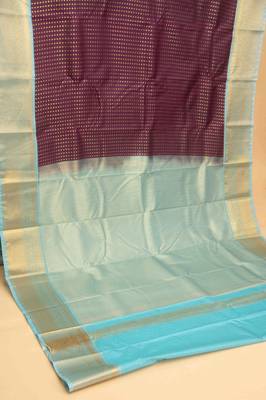 Purple and babyblue semi silk saree with blouse 2