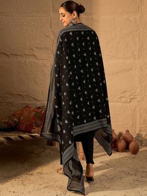 Women Ethnic Motifs Embroidered Cotton Kurta with Trousers & Dupatta 4