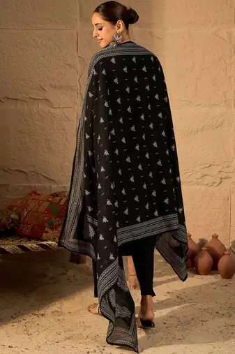 Women Ethnic Motifs Embroidered Cotton Kurta with Trousers & Dupatta