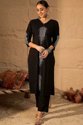 Women Ethnic Motifs Embroidered Cotton Kurta with Trousers & Dupatta