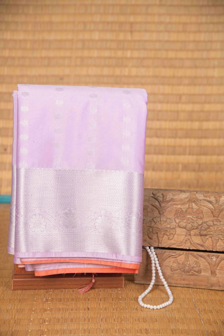 Lavender and peach soft silk saree with blouse