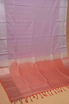 Lavender and peach soft silk saree with blouse 2