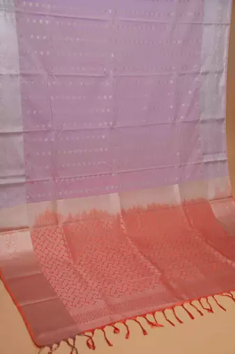 Lavender and peach soft silk saree with blouse