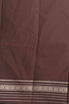 Vermillion orange and brown traditional soft silk saree with blouse 3