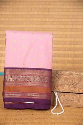 Baby pink soft silk saree with blouse 1