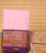 Baby pink soft silk saree with blouse