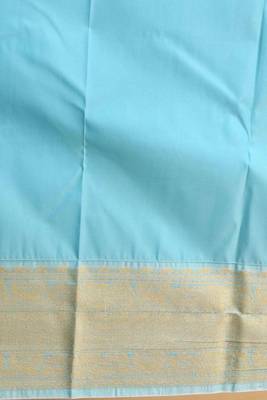 Red and babyblue checks soft silk saree with blouse 3