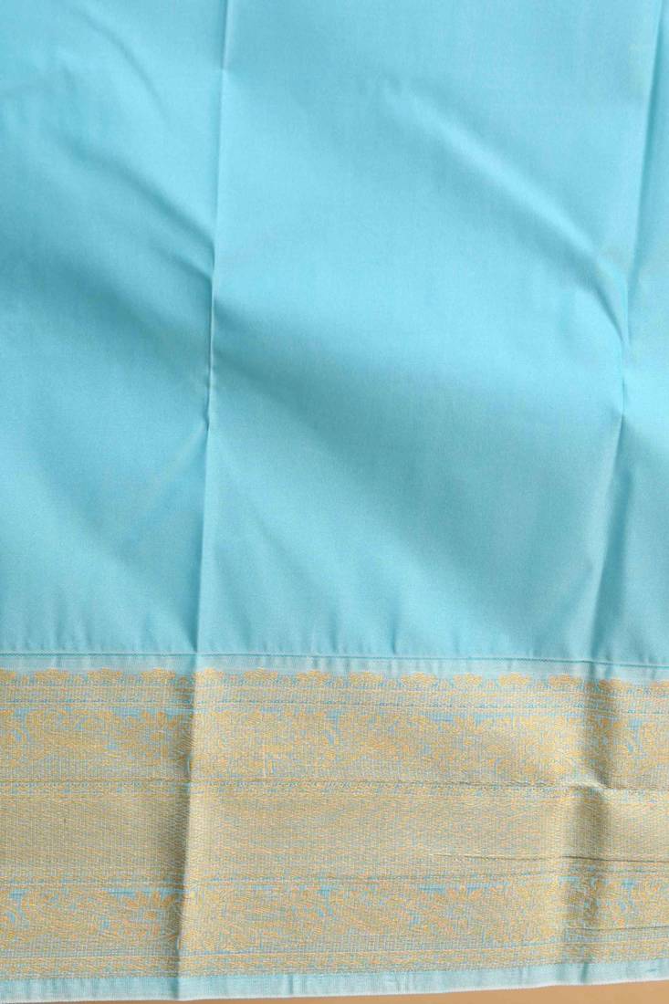 Red and babyblue checks soft silk saree with blouse