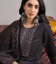 Ethnic Motifs Yoke Design Pure Cotton Straight Kurta & Trousers With Dupatta