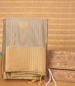 Grey and malai soft silk saree with blouse