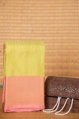 Pastel green and peach touch silk saree with blouse 2