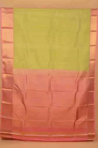 Pastel green and peach touch silk saree with blouse
