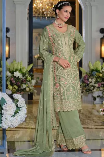Women Ethnic Motifs Embroidered Kurta with Palazzos & Dupatta