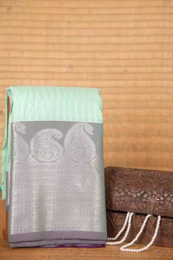 Pastel mint soft silk saree with blouse